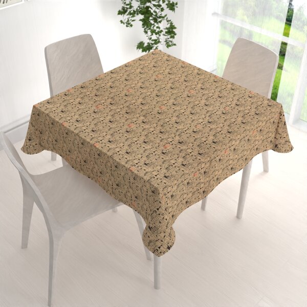 Biante Dekorační čtvercový ubrus PML-093 Pes mezi kočkami na hnědobéžovém 40x40 cm