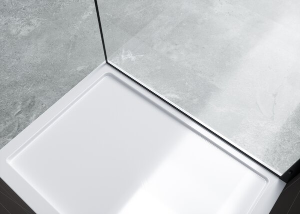 Hagser Hawisa sprchová zástěna walk-in 80 cm černá matný/průhledné sklo HGR40000022