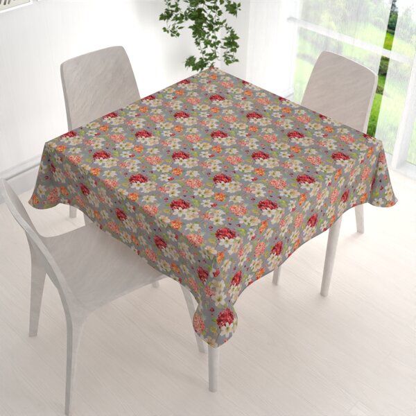 Biante Dekorační čtvercový ubrus PML-092 Hortenzie a lilie na šedém 40x40 cm