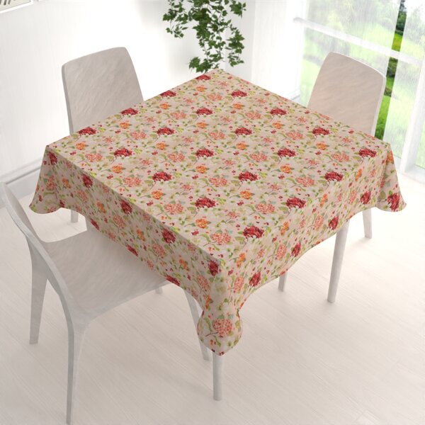 Biante Dekorační čtvercový ubrus PML-091 Hortenzie a lilie na růžovém 40x40 cm