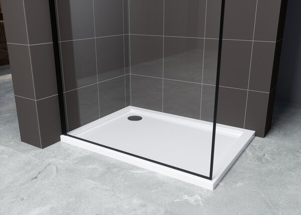 Hagser Hawisa sprchová zástěna walk-in 80 cm černá matný/průhledné sklo HGR40000022