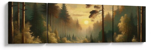 Obraz - Slunce zářící lesem (170x50 cm)