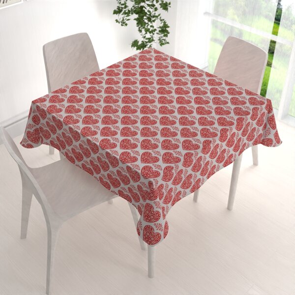 Biante Dekorační čtvercový ubrus PML-094 Červená srdce na bílém 40x40 cm