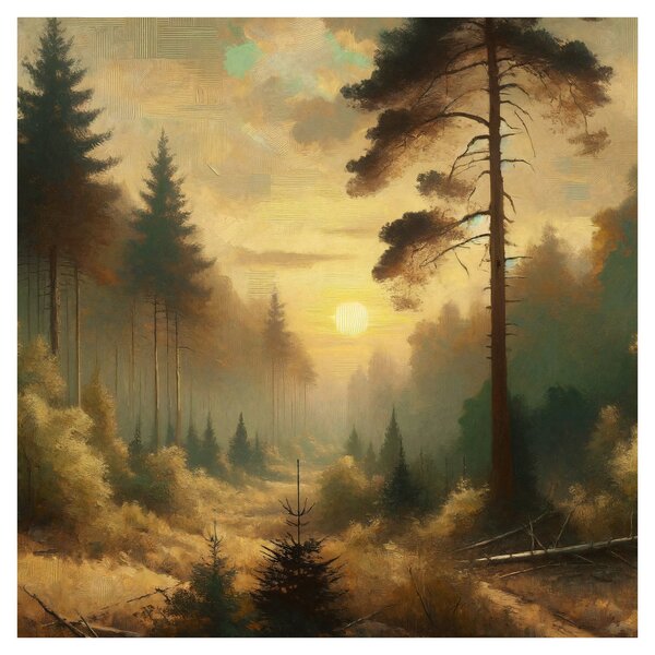 Obraz - Slunce zářící lesem (30x30 cm)