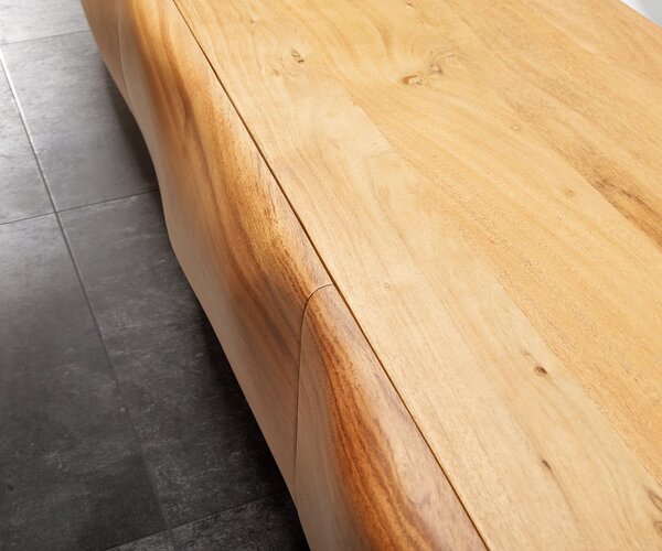 DELIFE TV stolek New Live-Edge 200 cm akácie přírodní 4 dvířka závěsný