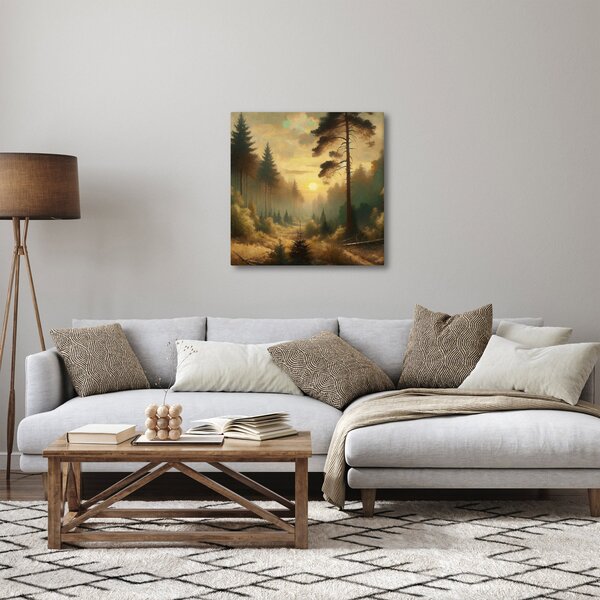 Obraz - Slunce zářící lesem (30x30 cm)