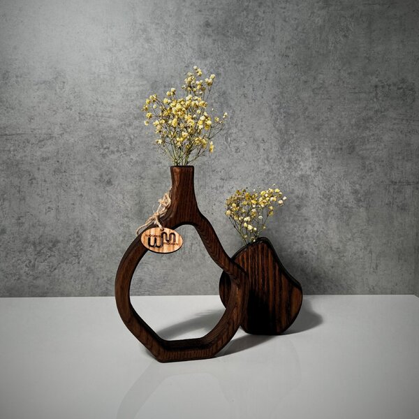 Wooden Mooden Nízké dřevěné vázy Elegance - sada Materiál: Dub