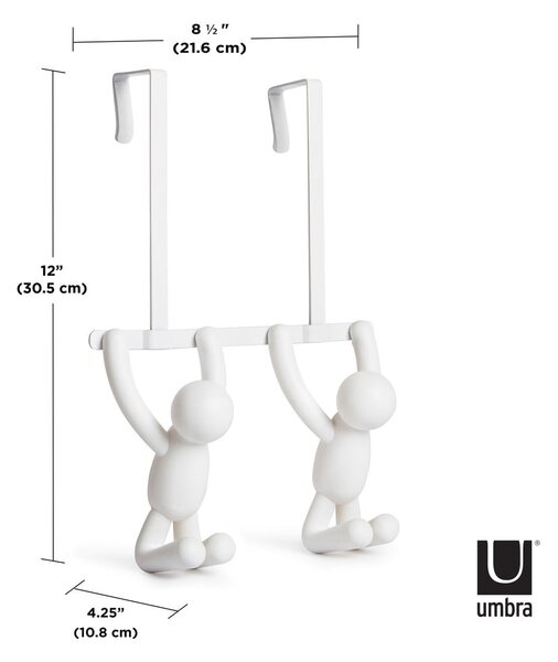 Bílý plastový věšák na dveře 22 cm Buddy – Umbra