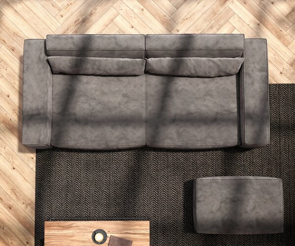 DELIFE Pohovka XL Sirpio 230x95 cm mikrovlákno khaki hnědá s taburetem