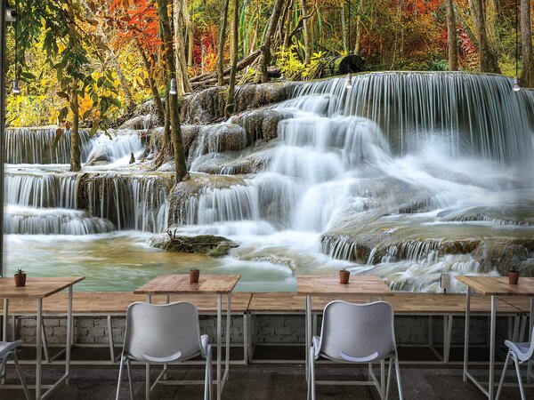 Malvis ® Tapeta Podzimní les vodopády Vel. (šířka x výška): 144 x 105 cm