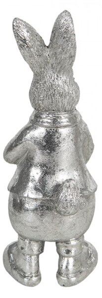 Stříbrná dekorace králíka s mrkví Métallique – 6x6x13 cm