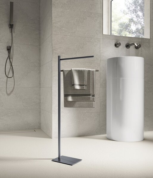 Gedy Gedy, TRILLY Stojan s držákem ručníků, hranatý, gun metal, TR3181