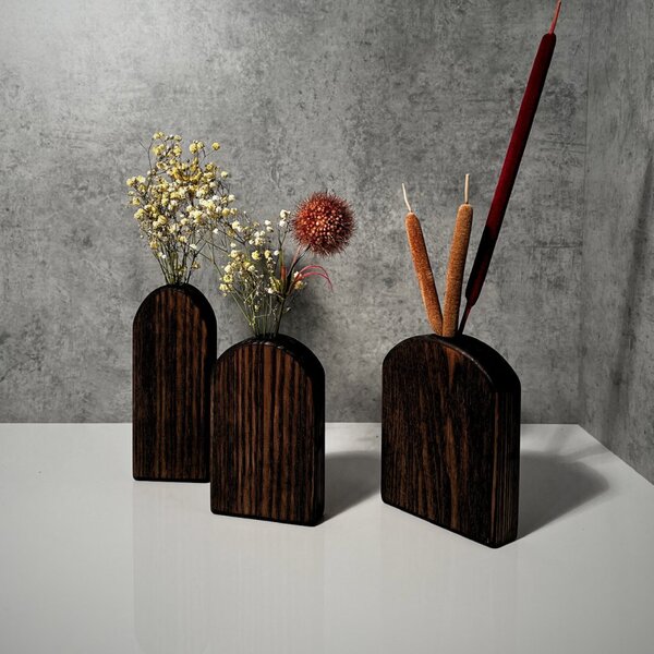 Wooden Mooden Sada tří dřevěných váz Simple Materiál: Jasan