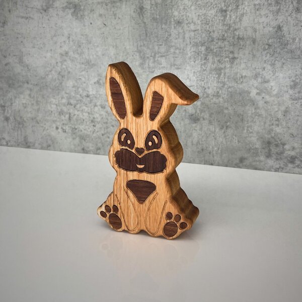 Wooden Mooden Dřevěná zvířátka: Zajíc, medvěd, sova z dubu a amerického ořechu Zvířátko: Zajíc