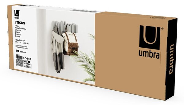 Šedý plastový nástěnný věšák Sticks – Umbra