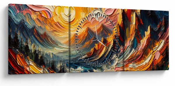 Obraz - Hory zalité sluncem (s hodinami) (90x30 cm)