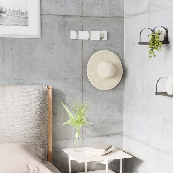 Bílý nástěnný věšák z topolového dřeva Flip – Umbra