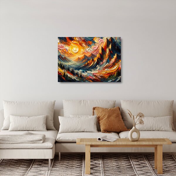 Skleněný obraz - Hory zalité sluncem (70x50 cm)