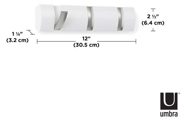 Bílý nástěnný věšák z topolového dřeva Flip – Umbra