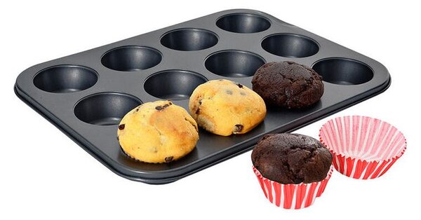 Kovová forma na 12 muffinů s papírovými košíčky 72 ks