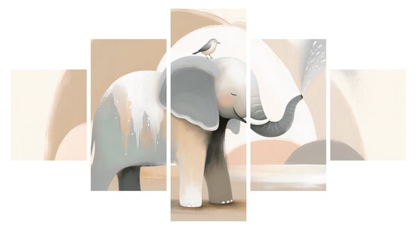 Obraz - Slůně v pastelových barvách (125x70 cm)