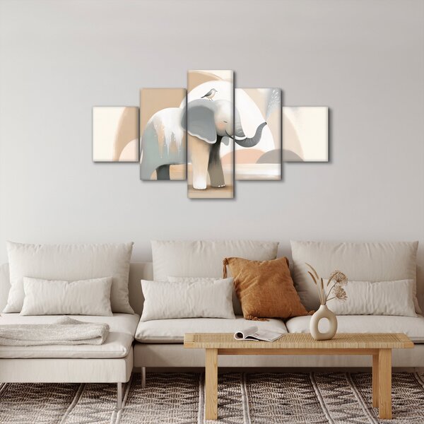 Obraz - Slůně v pastelových barvách (125x70 cm)