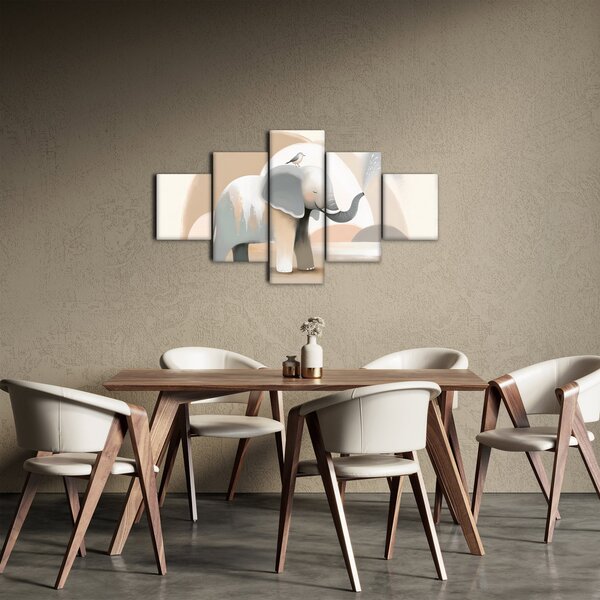 Obraz - Slůně v pastelových barvách (125x70 cm)
