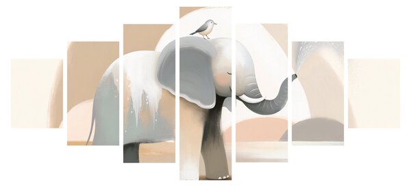 Obraz - Slůně v pastelových barvách (210x100 cm)
