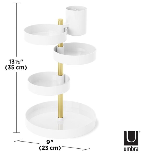 Bílý plastový koupelnový organizér na kosmetiku Pirouette – Umbra