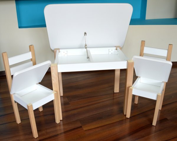 Stůl a dvě židličky ST1 bílo-přírodní
