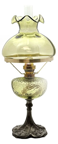 Sklárna Častolovice - Petrolejová lampa s cínovou nohou - lesní zelená