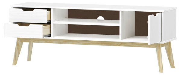 TV stolek 1 dveře + 2 zásuvky BONITO bílý lak