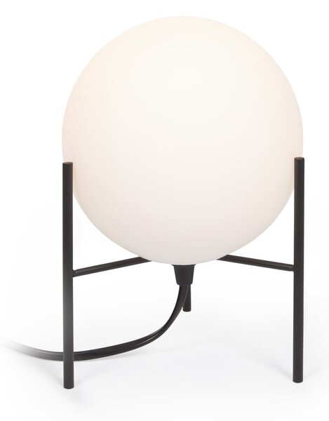 Bílo-černá stolní lampa se skleněným stínidlem (výška 22 cm) Seina – Kave Home