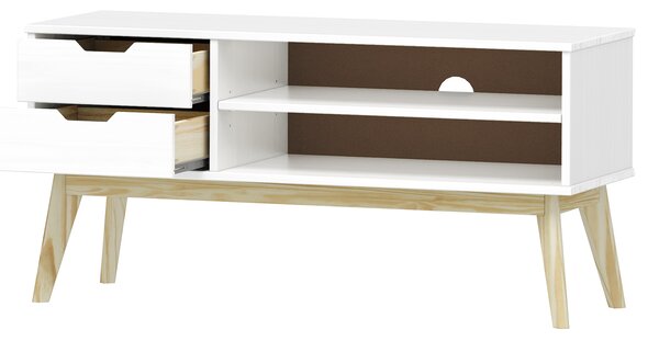 TV stolek 2 zásuvky BONITO bílý lak