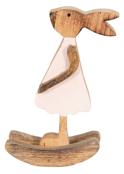 Dřevěná dekorace králíčí dívka v šatičkách M – 14x7x25 cm