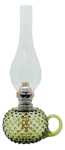 Sklárna Častolovice - Petrolejová lampa Ema - Hobnail - Ananas - lesní zelená ucho