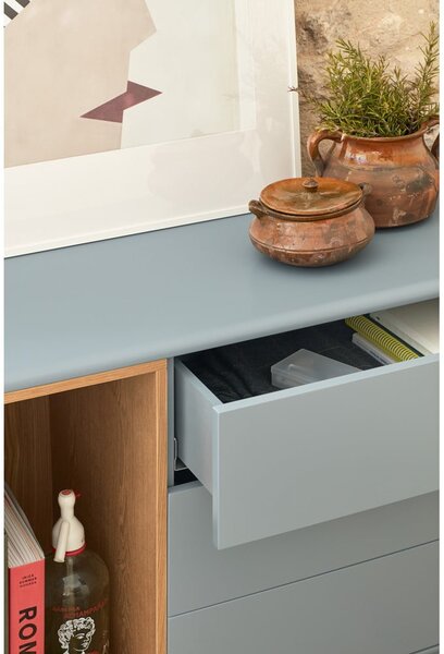 Modro-šedá nízká komoda 140x76 cm Corvo – Teulat