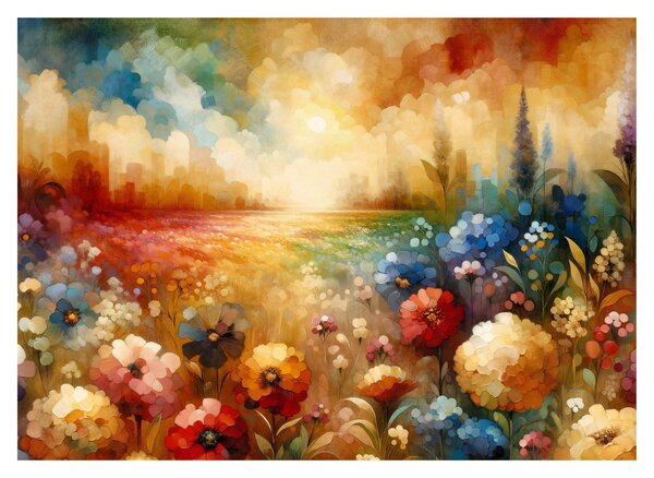 Skleněný obraz - Pestrobarevná louka (70x50 cm)