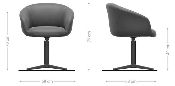 DELIFE Jídelní židle Vinka-Flex s područkami bouclé bílá křížová podnož titanový efekt 360° otočný taštičkové pružiny