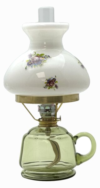 Sklárna Častolovice - Petrolejová lampa Lucie - lesní zelená - komplet 3