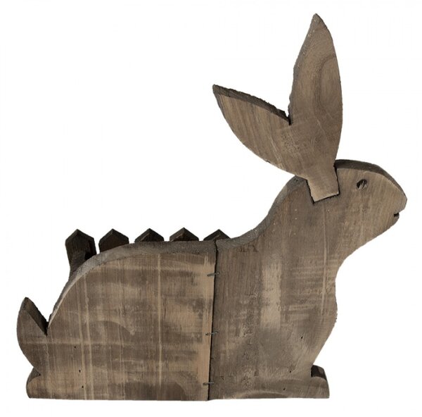 Hnědý dřevěný držák na květiny v motivu králíka – 31x12x36 cm