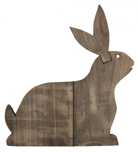 Hnědý dřevěný držák na květiny v motivu králíka – 31x12x36 cm