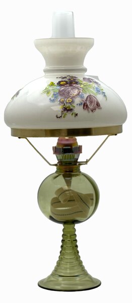 Sklárna Častolovice - Petrolejová lampa Květa - lesní zelená - komplet 5