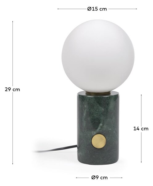 Zelená stolní lampa se skleněným stínidlem (výška 29 cm) Lonela – Kave Home