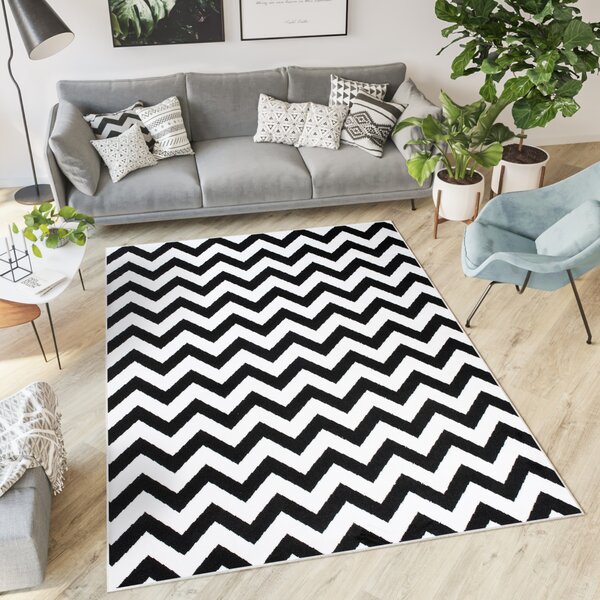 Makro Abra Moderní kusový koberec CHEAP T238B černý bílý Rozměr: 80x150 cm