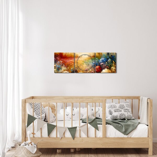 Obraz - Pestrobarevná louka (s hodinami) (90x30 cm)