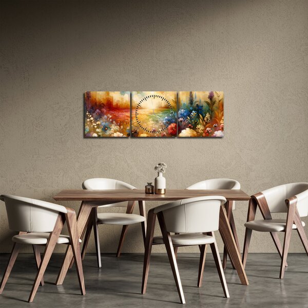 Obraz - Pestrobarevná louka (s hodinami) (90x30 cm)