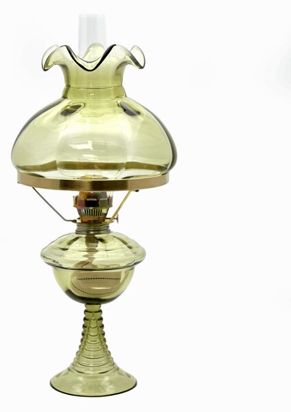Sklárna Častolovice - Petrolejová lampa Jasmína - lesní zelená - komplet 4