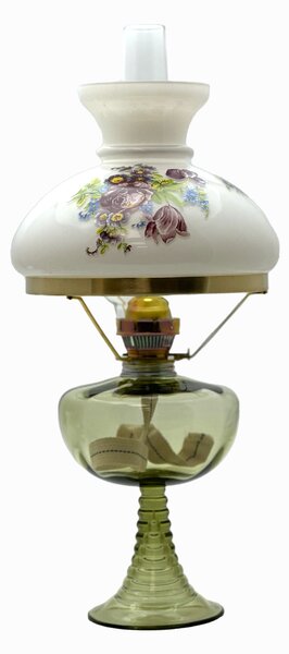 Sklárna Častolovice - Petrolejová lampa skleněná - lesní zelená - komplet 1
