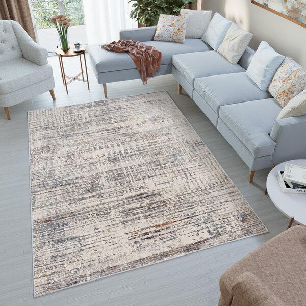 Makro Abra Moderní kusový koberec FEYRUZ S778B Abstraktní krémový Rozměr: 80x150 cm